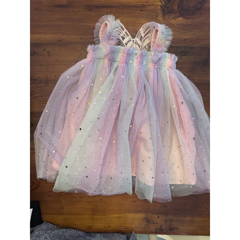 Jades Closet Baby Girl Rainbow Butterfly Stars Tulle Dress 18-24 Months